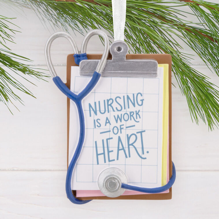 Nursing Is a Work of Heart Christmas Ornament hanging on tree image number 2