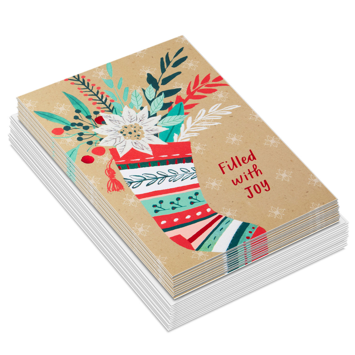 Floral Stocking Boxed Christmas Cards front stacked image number 2