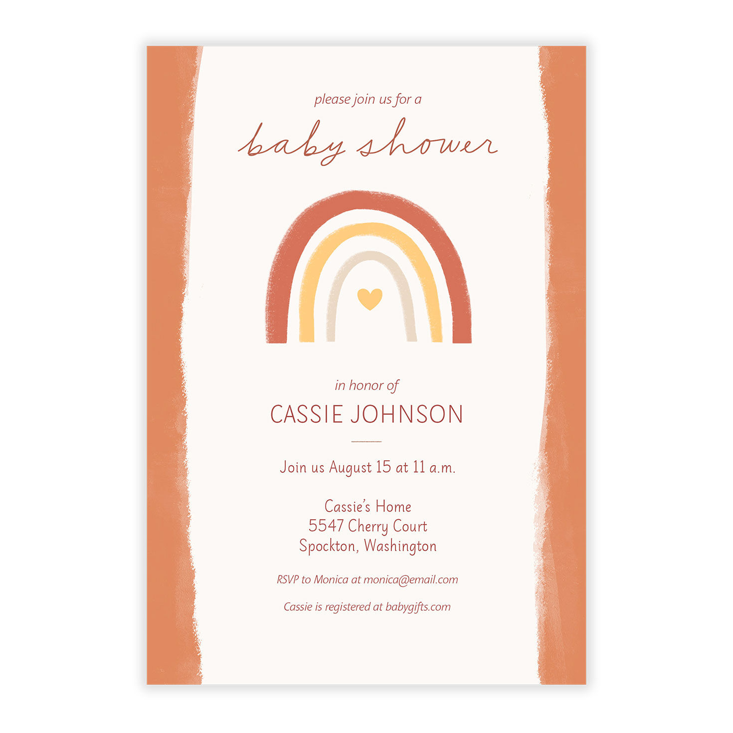 Rainbow With Heart Baby Shower Invitation, , large image number 5