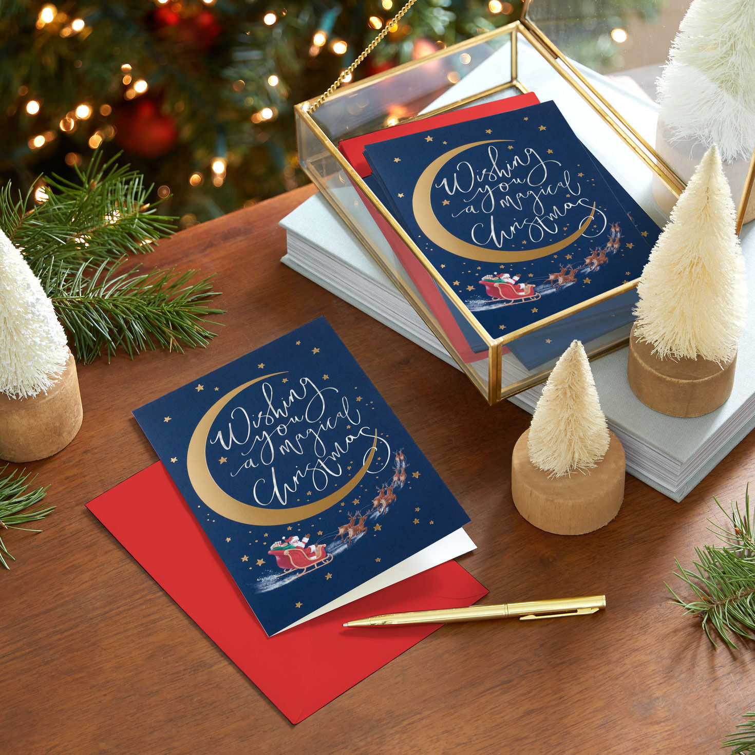 Santa and Crescent Moon Boxed Christmas Cards, Pack of 16, , large image number 8