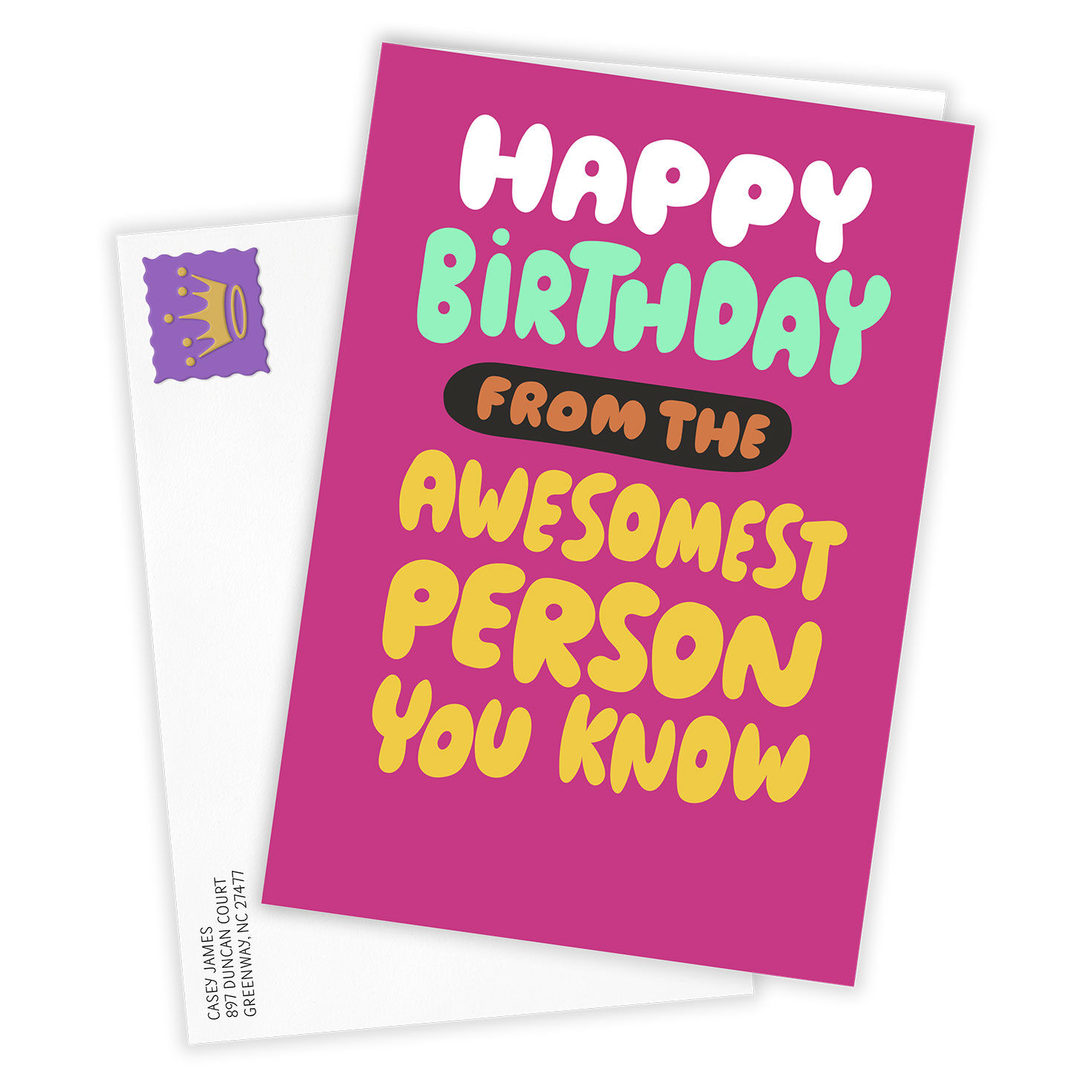 Colored Letters on Pink Personalized Birthday Card Card Front with Envelope image number 2