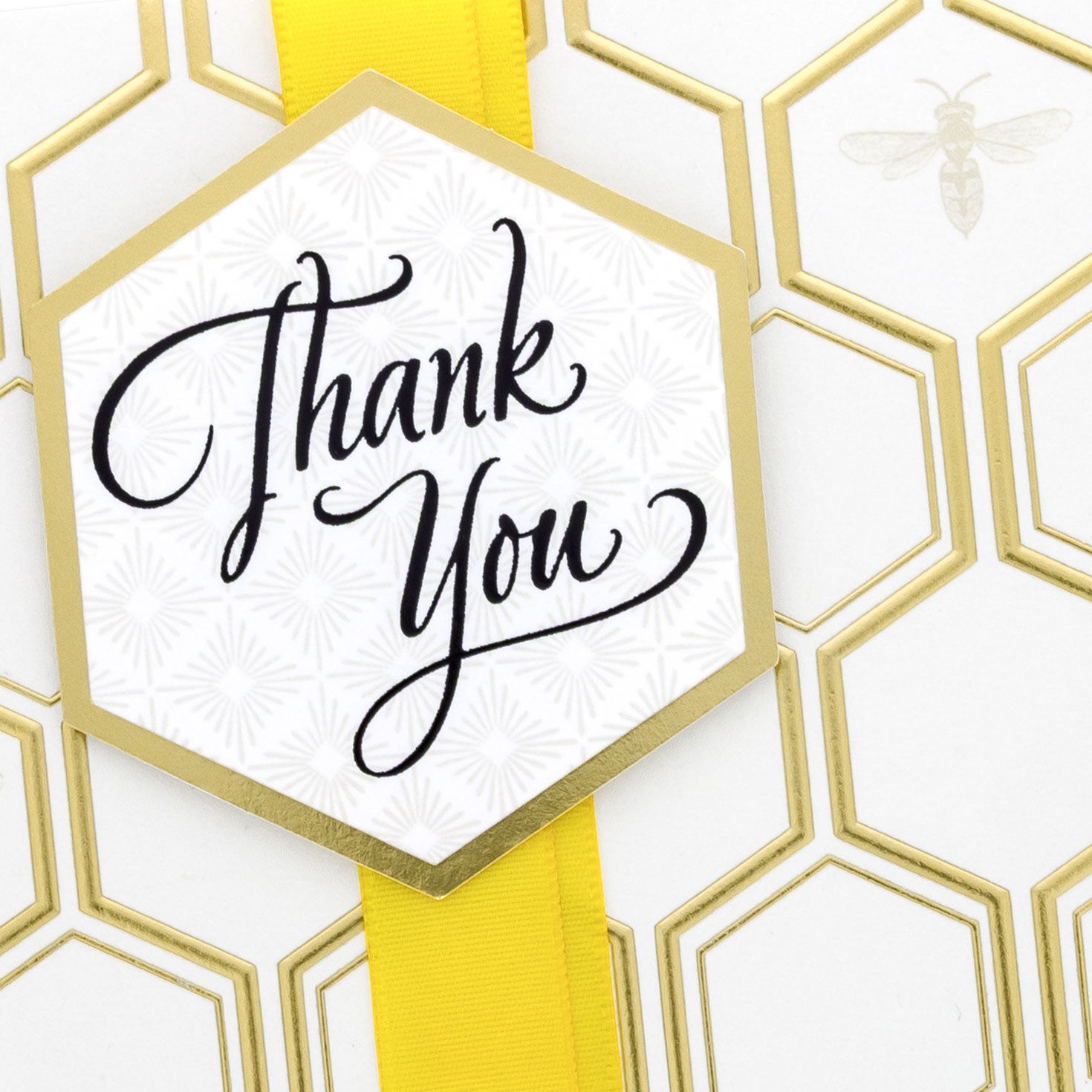 Gold Honeycomb and Bee Thank You Card Card Front Detail image number 4