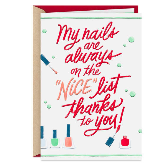Bottles of Nail Polish Christmas Card for Nail Technician