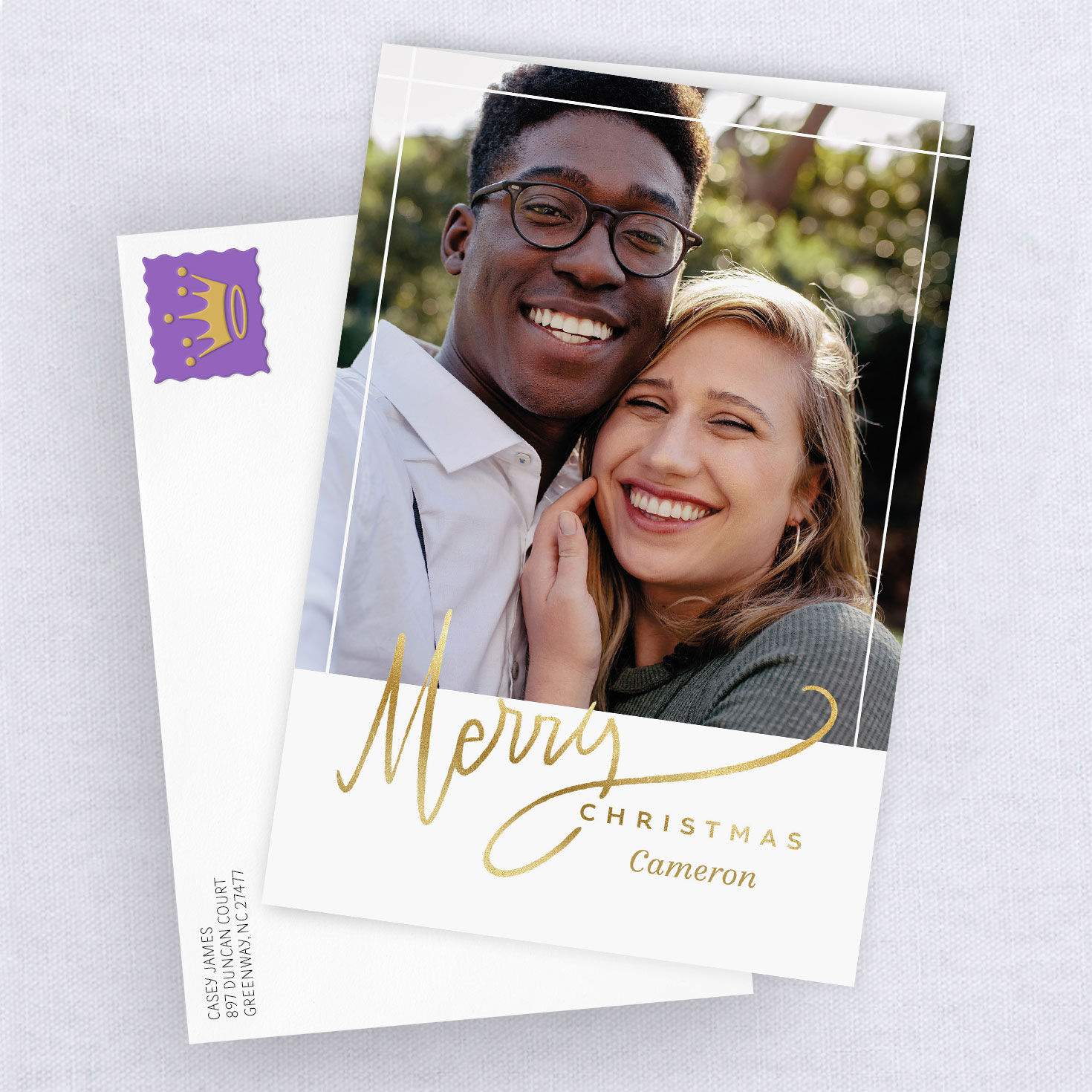 Personalized Elegant Merry Christmas Photo Card, , large image number 4