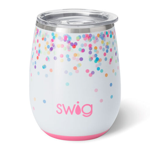 Swig Confetti Stainless Steel Stemless Wine Glass, 14 oz., 