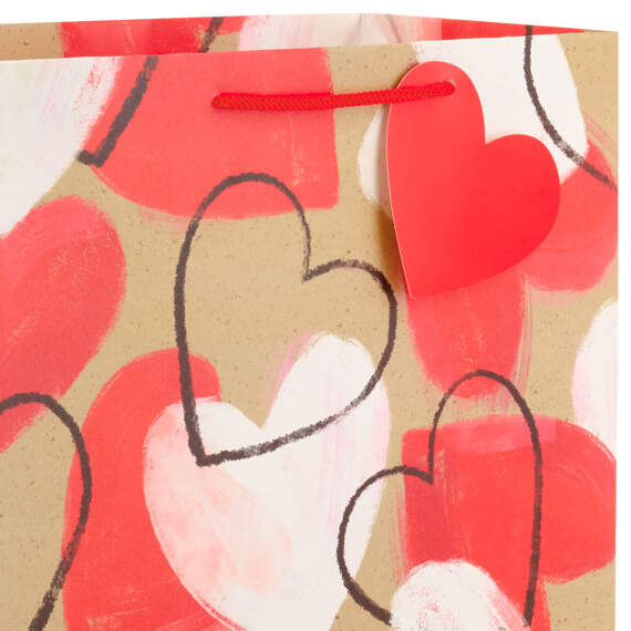 13" Happy Heart Day and Painted Hearts 4-Pack Large Valentine's Day Gift Bags, , large image number 3