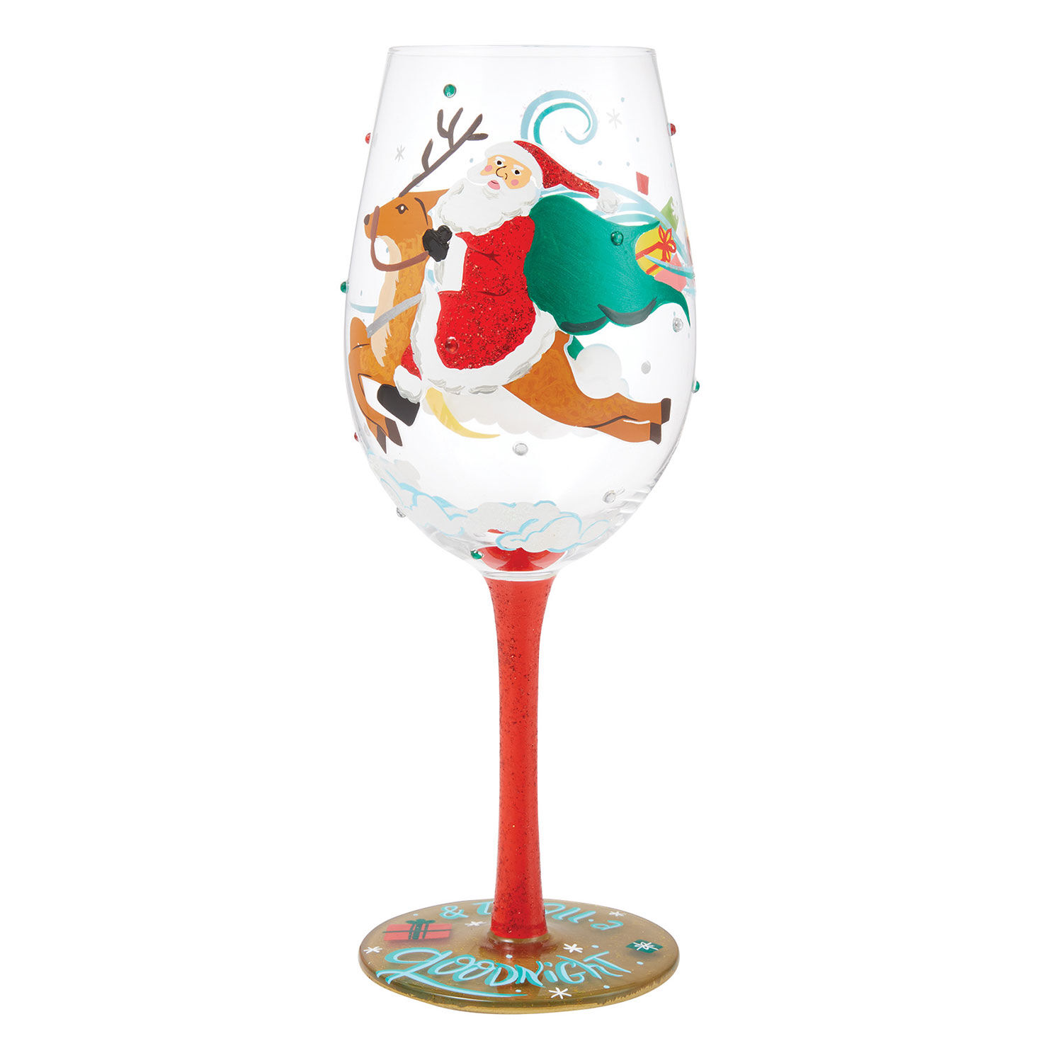 Lolita And to All a Good Night Handpainted Wine Glass, 15 oz.