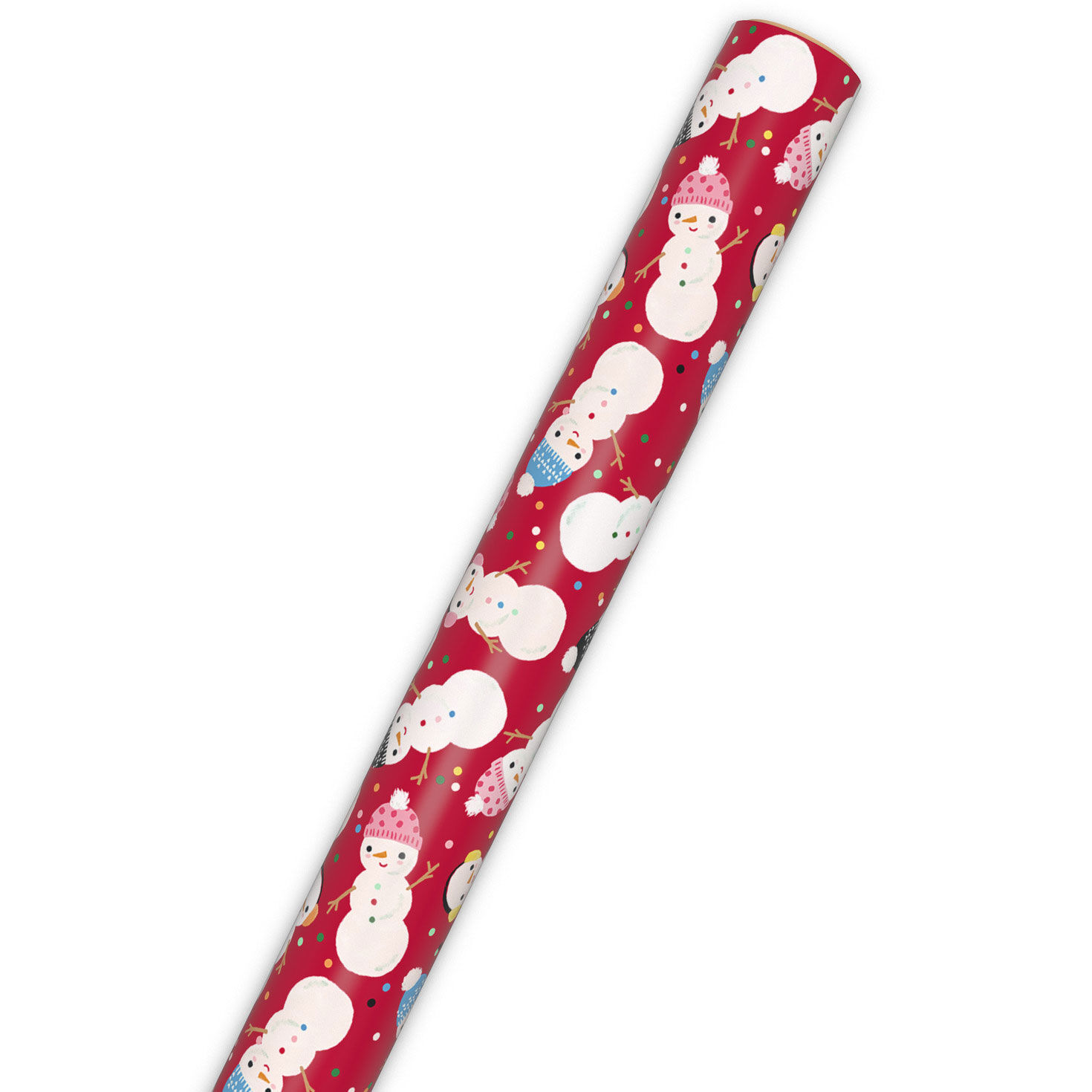 Snow Kiddos on Red Jumbo Holiday Wrapping Paper Roll Wrap Tube image number 6