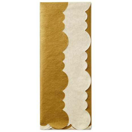 Gold and Ivory 2-Pack Scalloped Tissue Paper, 4 Sheets, , large