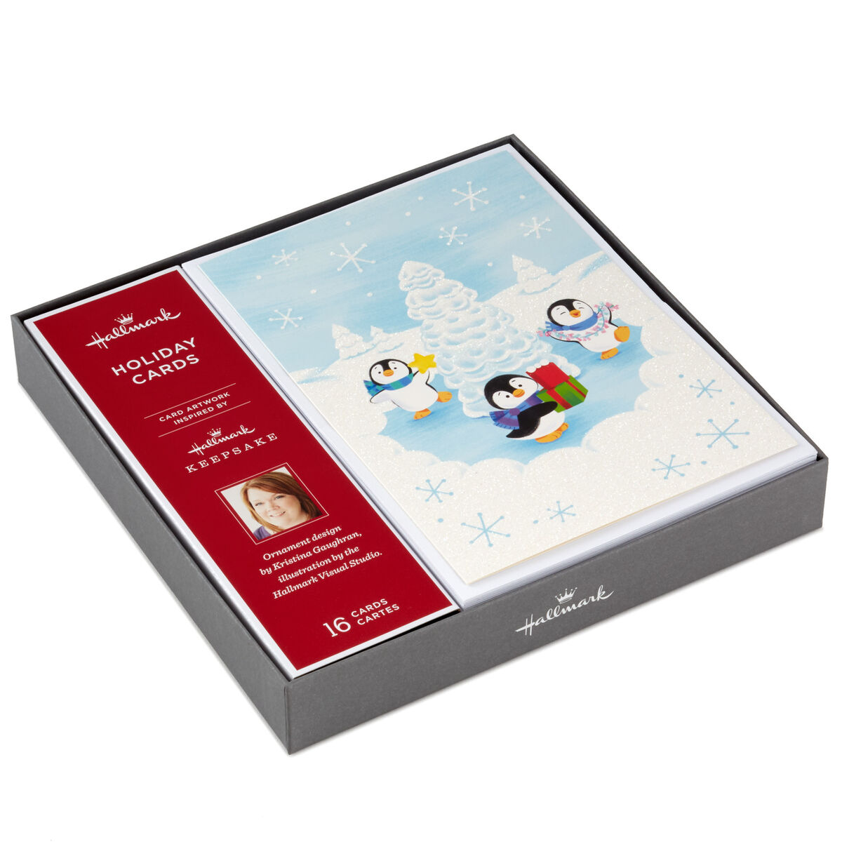 Playful Penguins Keepsake Ornament Inspired Christmas Cards, Box of 16