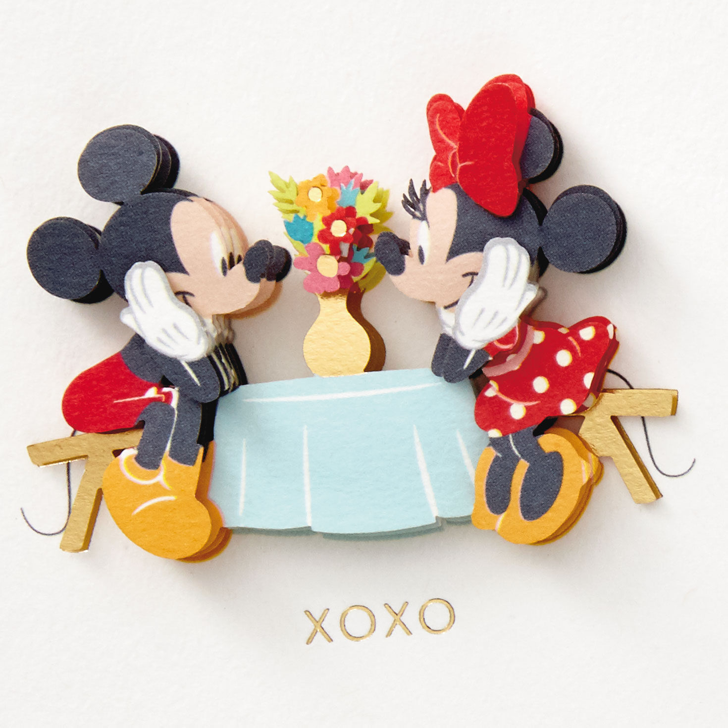 Mickey and Minnie at Dinner Blank Love Card Card Front Detail image number 3