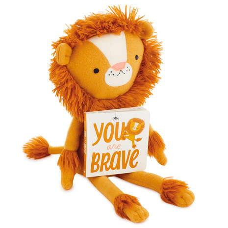 MopTops Lion Stuffed Animal With You Are Brave Board Book, , large