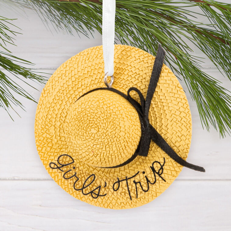 Girls' Trip Sun Hat Christmas Ornament hanging on tree image number 2