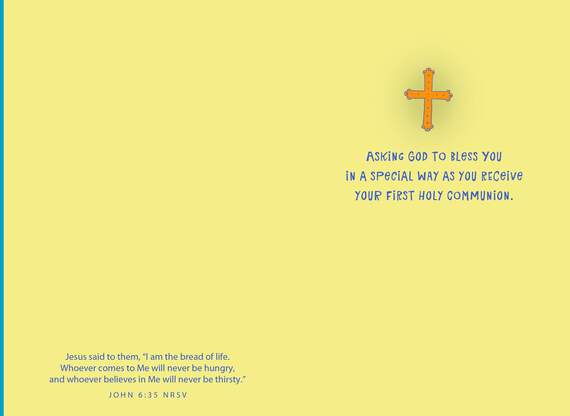 Blue Cross Wrapped in Yellow First Communion Card, , large image number 2