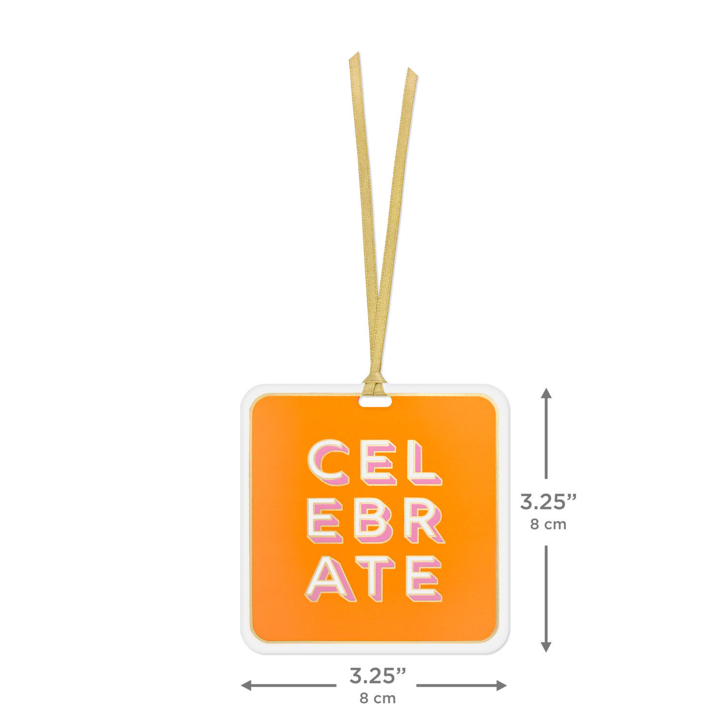 Celebrate on Orange Single Hanging Gift Tag measurement image number 3
