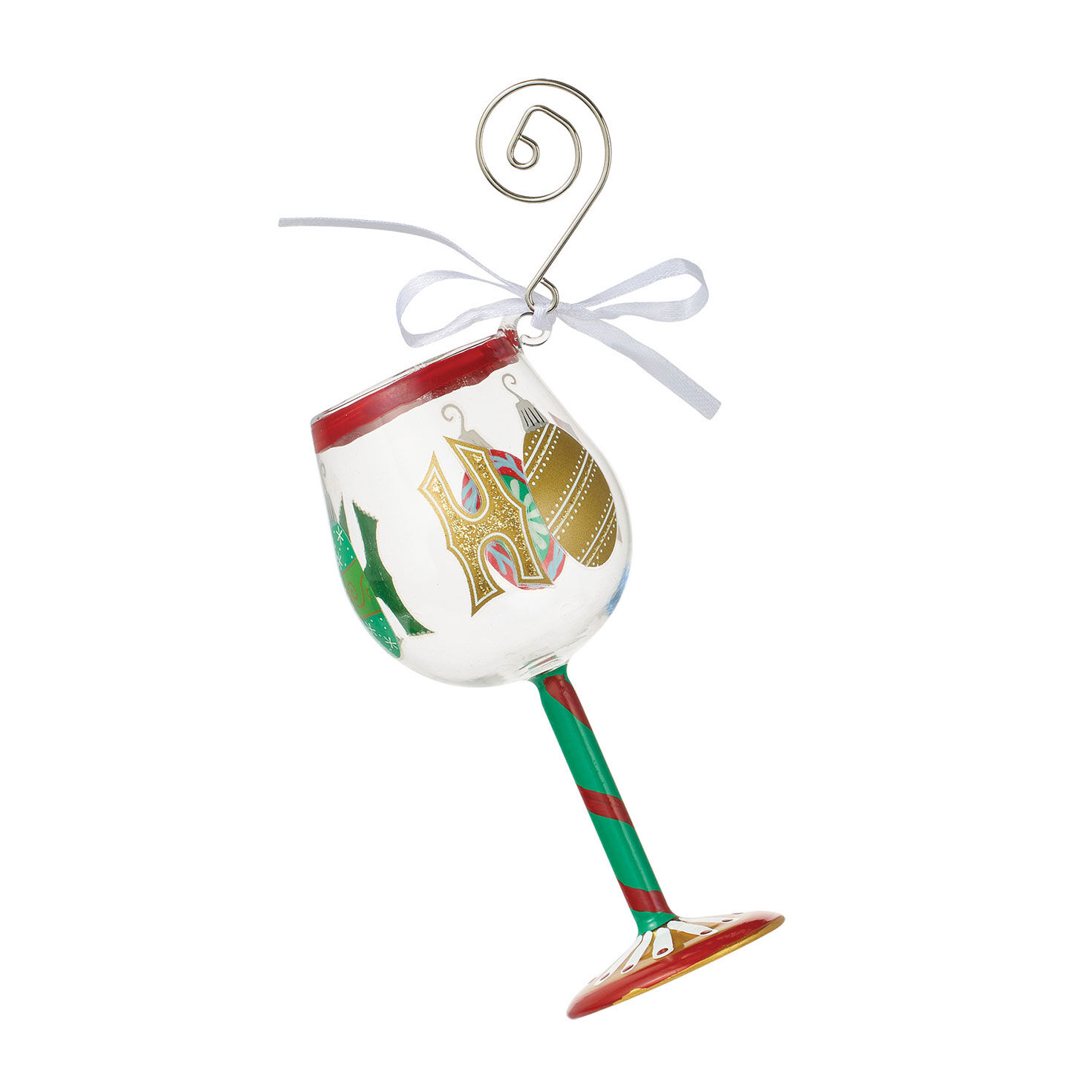 Ho Ho Ho Christmas Wine Glass Ornament Back image number 2