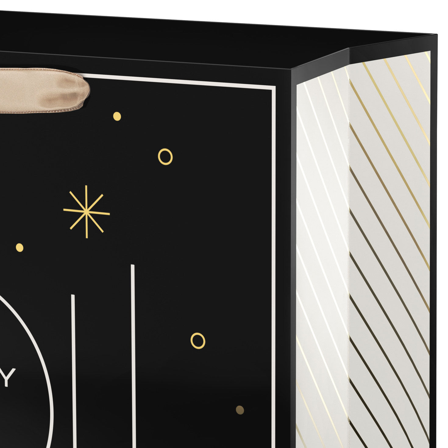 Modern Black and Gold XL Holiday Gift Bag Handle Detail image number 4