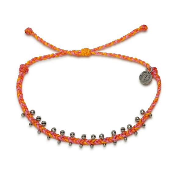 Pura Vida Laguna Orange and Silver Mixed Mini Braided String Bracelet