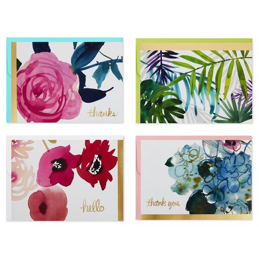 Watercolor Flowers Assorted Blank Note Cards, Box of 40, 