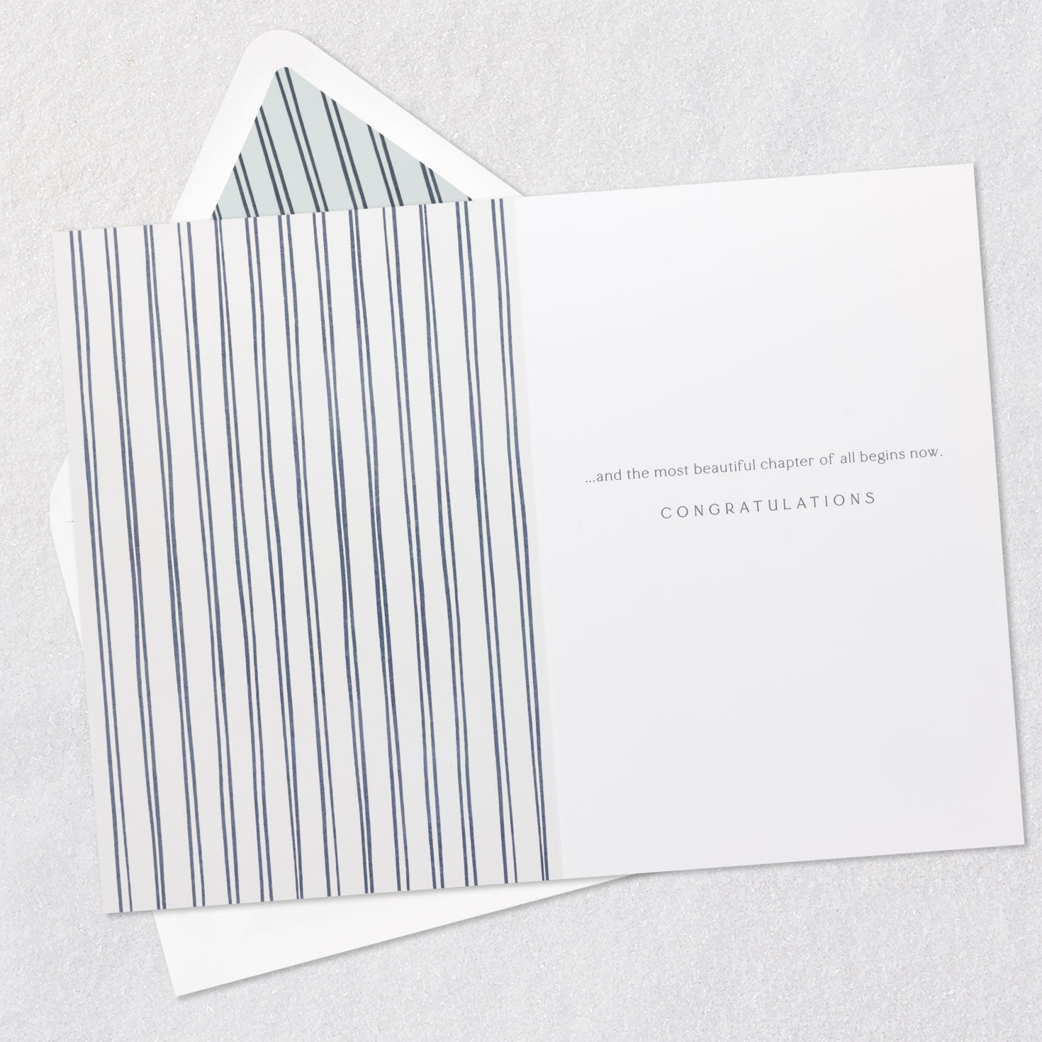 Ornate Flowers in Navy Heart Wedding Card Open card with envelope image number 3
