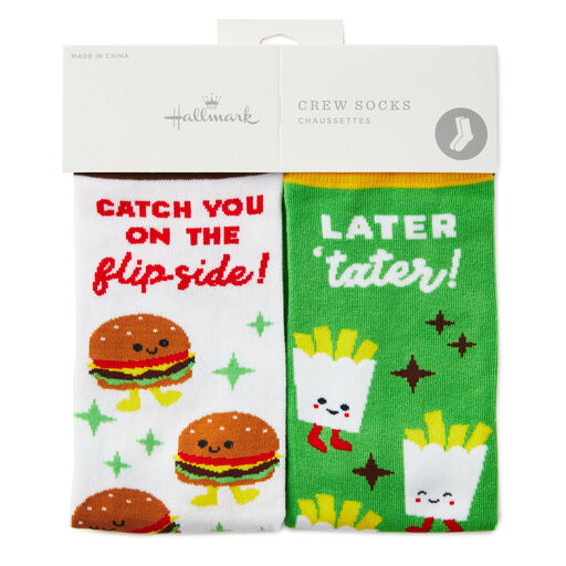 Burger and Fries Better Together Funny Crew Socks, 