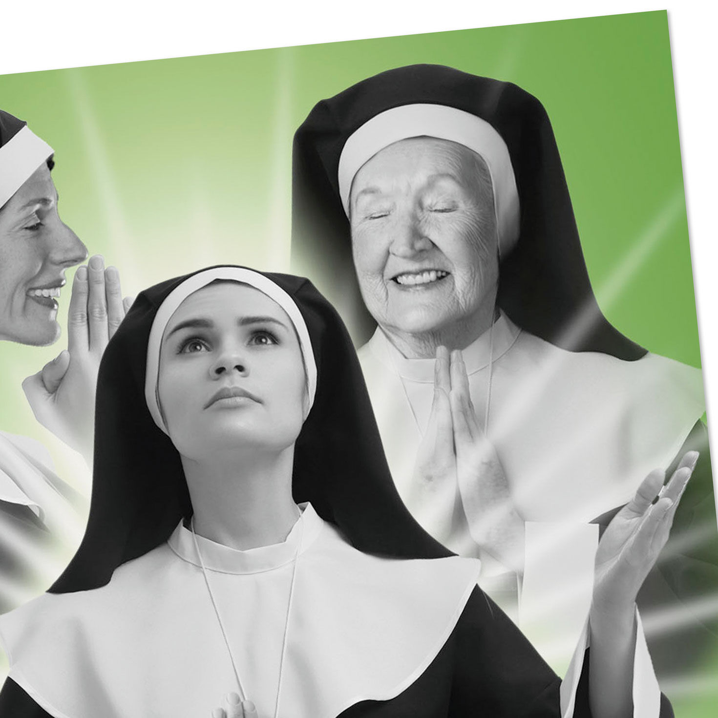 Nuns With Pained Looks Funny St. Patrick's Day Card Card Front Detail image number 4