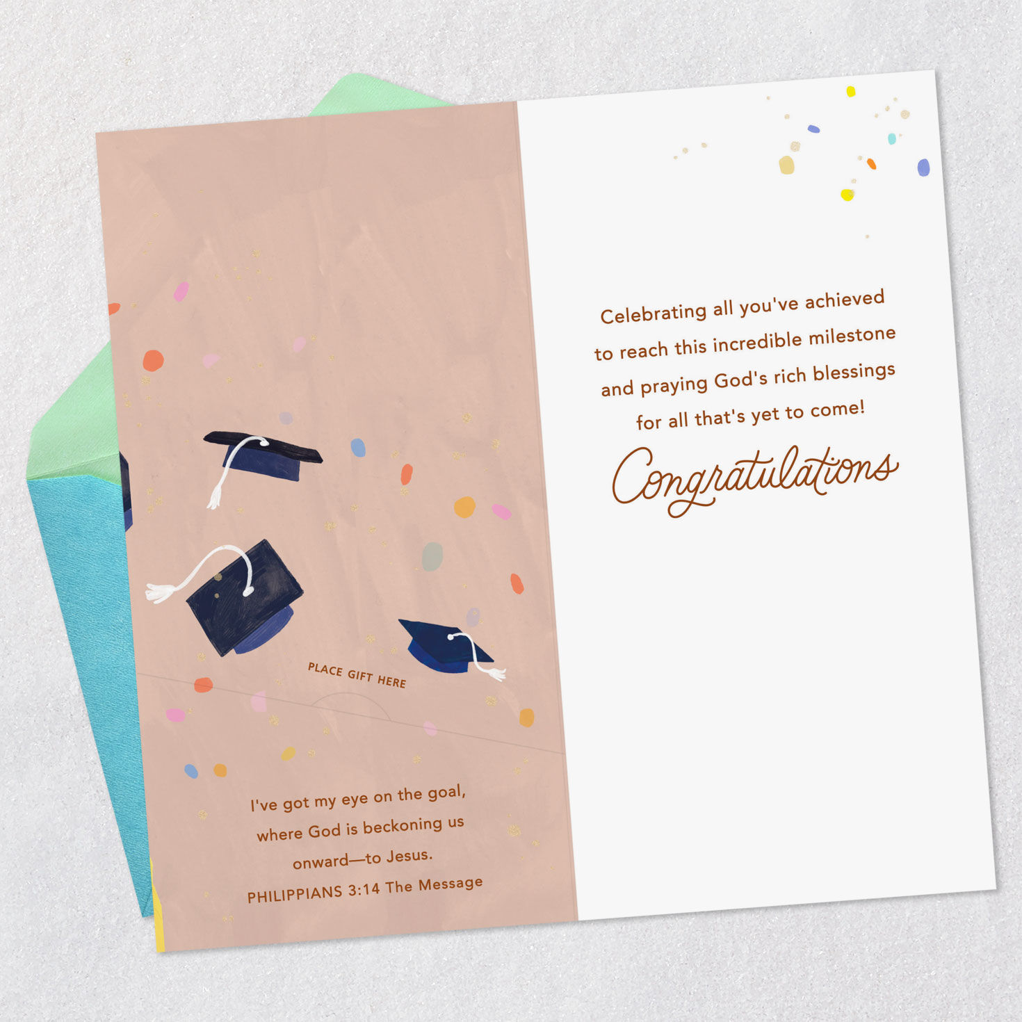 Hands Tossing Caps Money Holder Graduation Card Open card with envelope image number 4