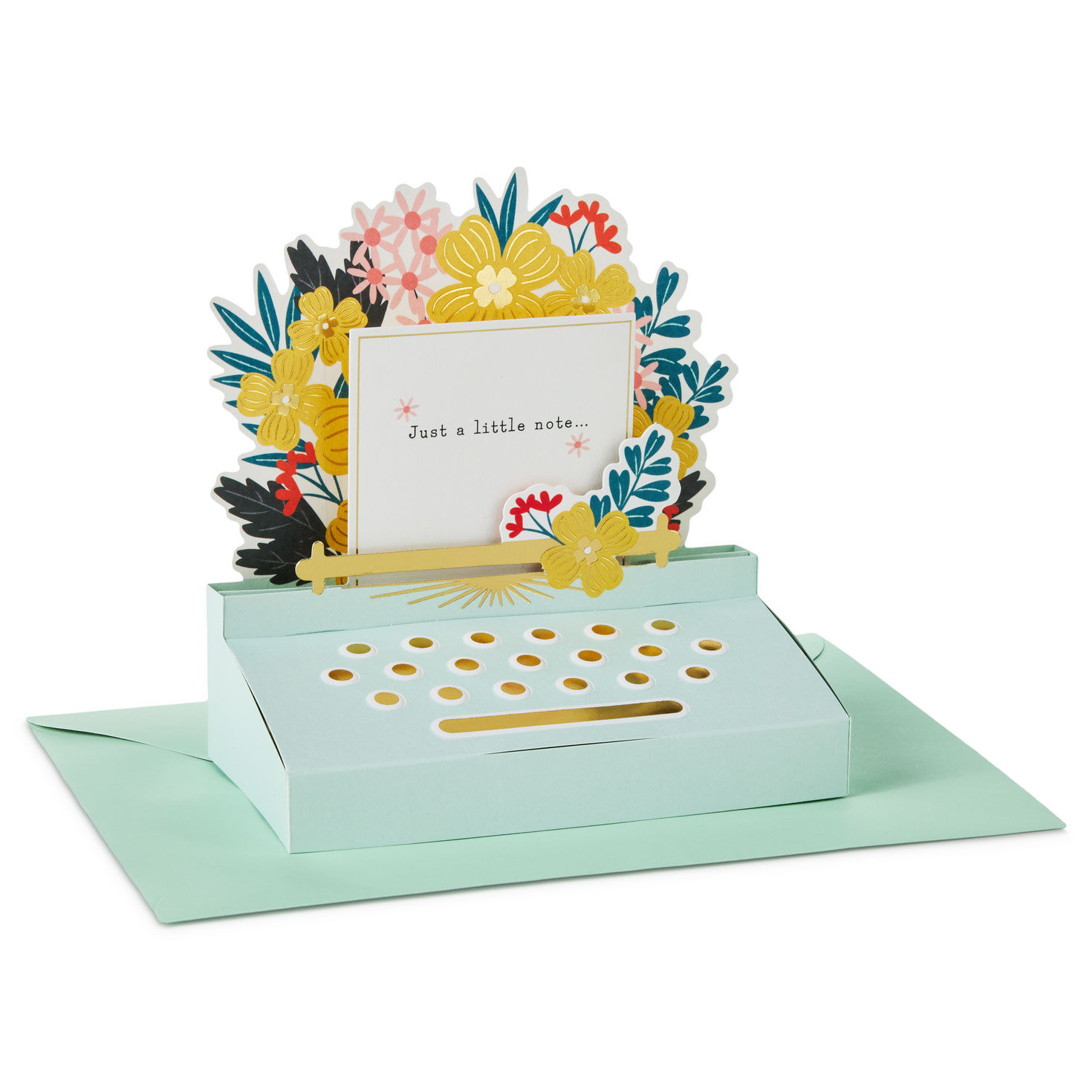 Floral Typewriter 3D Pop-Up Thinking of You Card