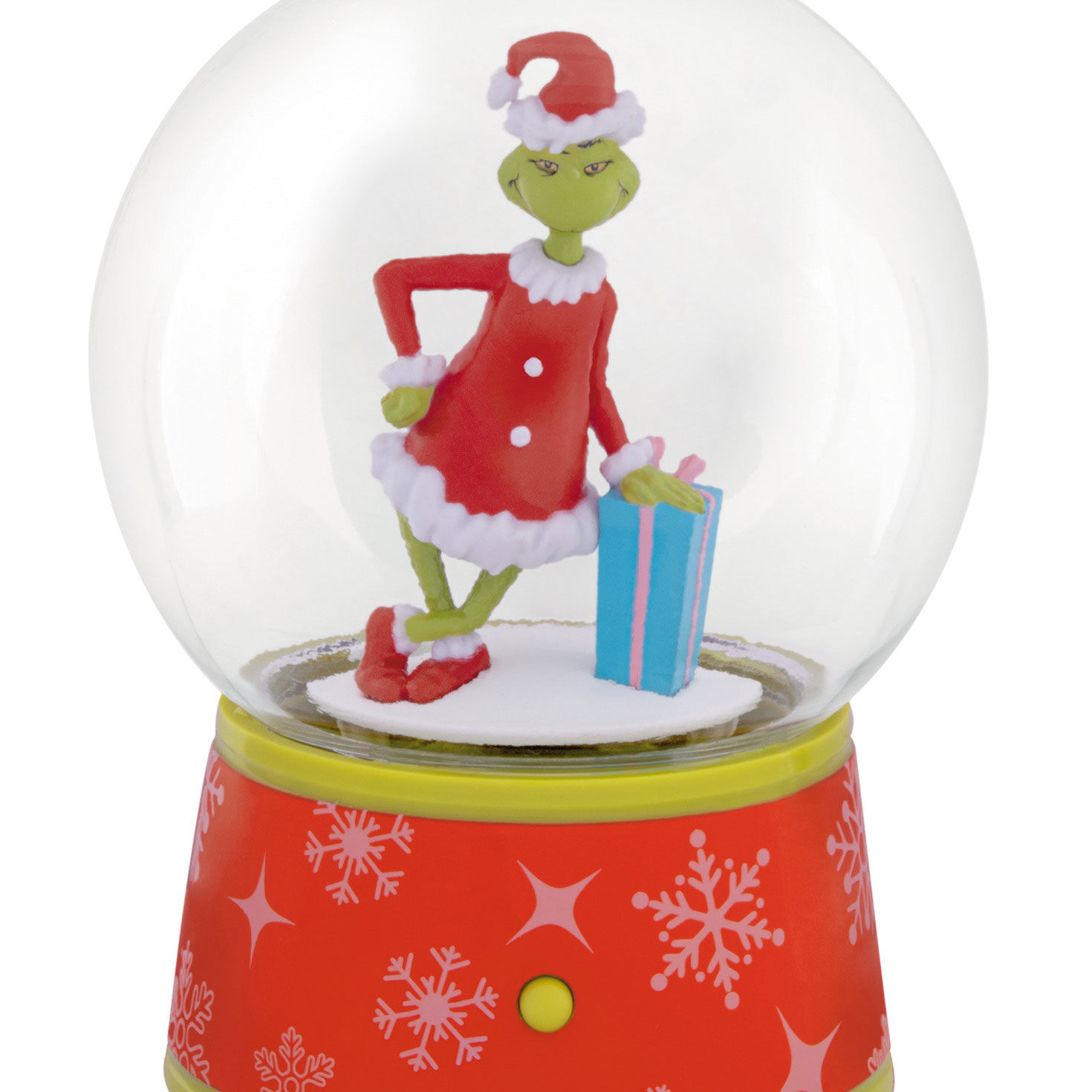 Grinch Snow Globe Christmas Ornament upclose view image number 5
