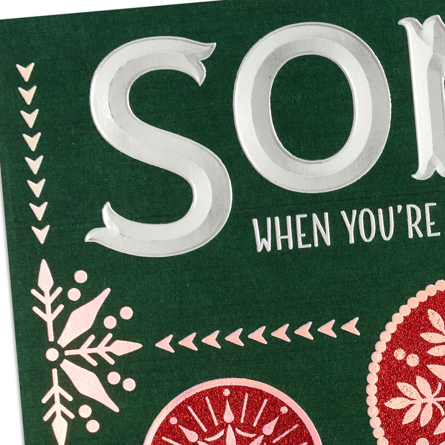Red and Green Snowflakes Son Christmas Card Card Front Detail image number 5