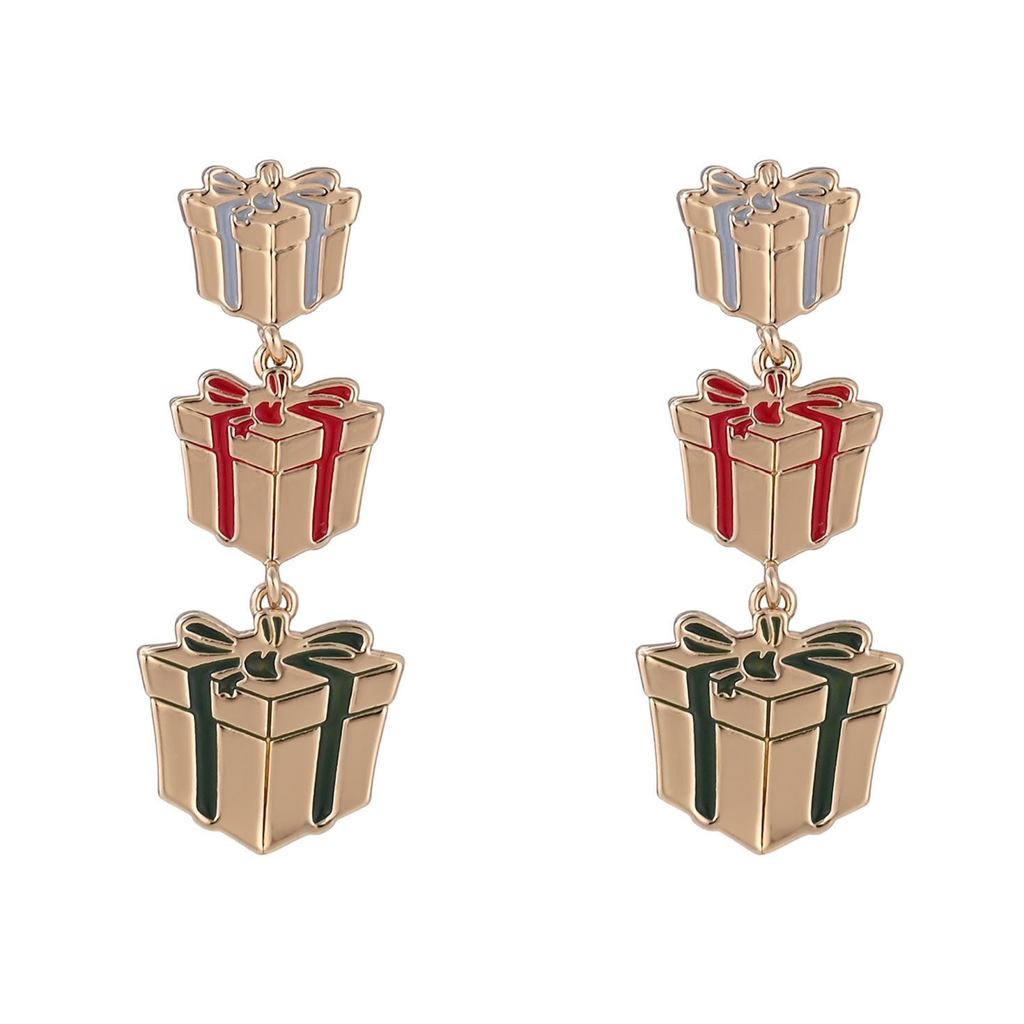 Three-Tier Gift Box Statement Earrings front image number 3