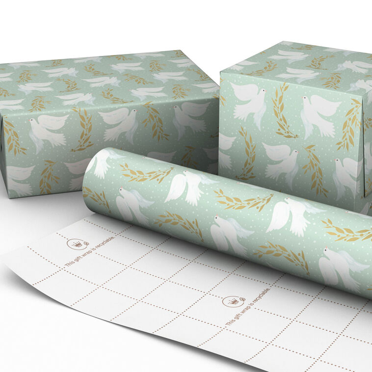 Doves in Flight Christmas Wrapping Paper Roll Wrapped pkg image number 2