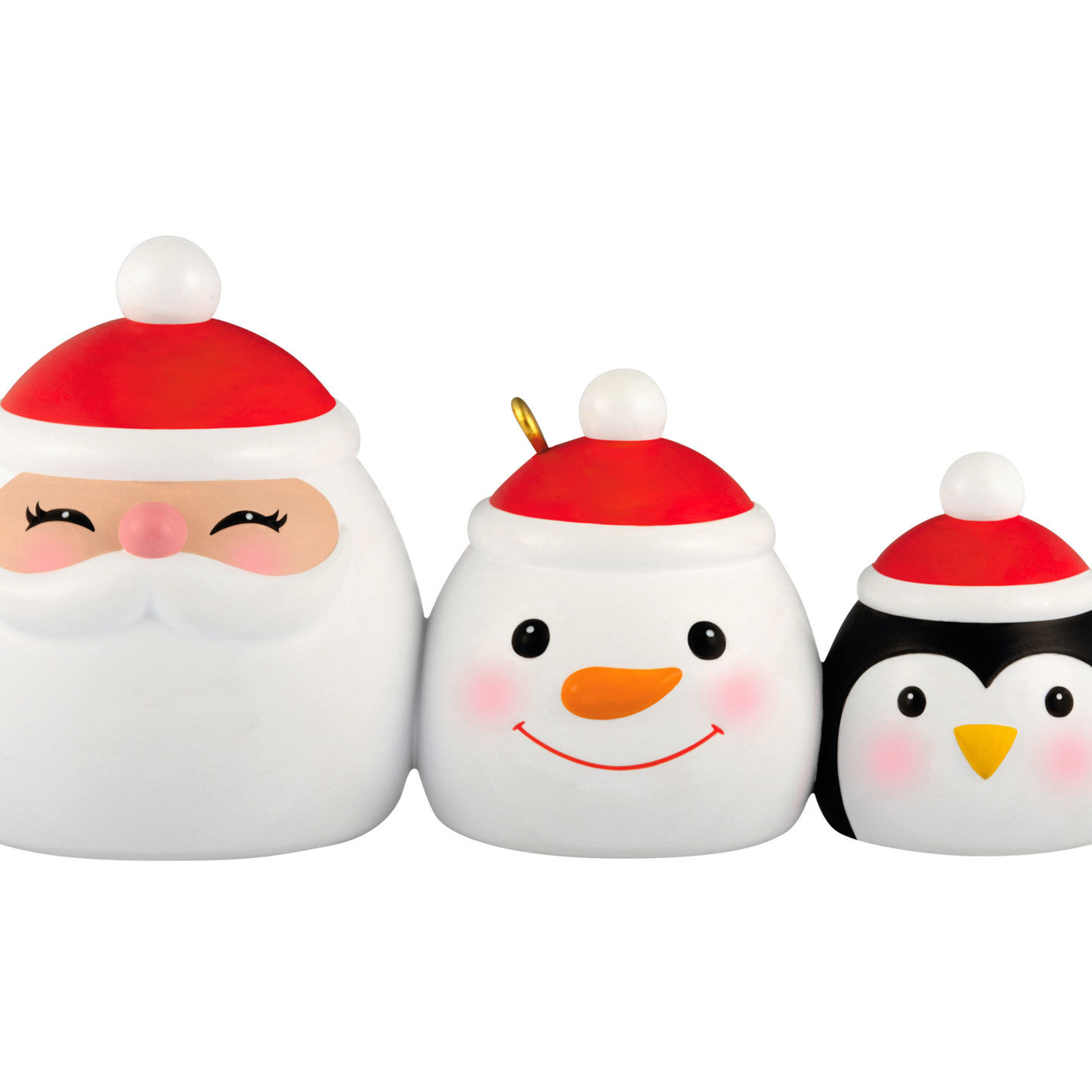 Santa Snowman Penguin Canisters Keepsake Ornament  image number 5