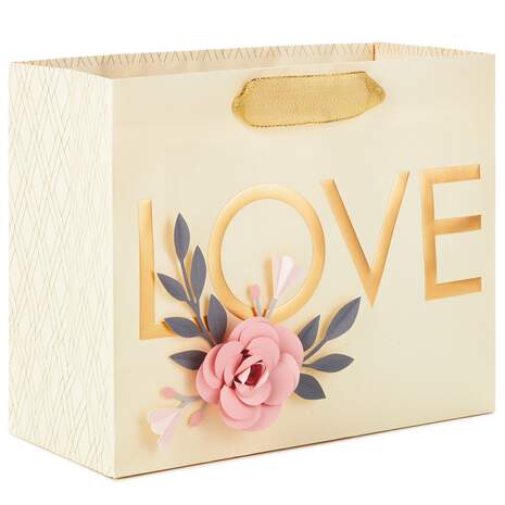 7.7" Love With Flowers Horizontal Gift Bag, , large