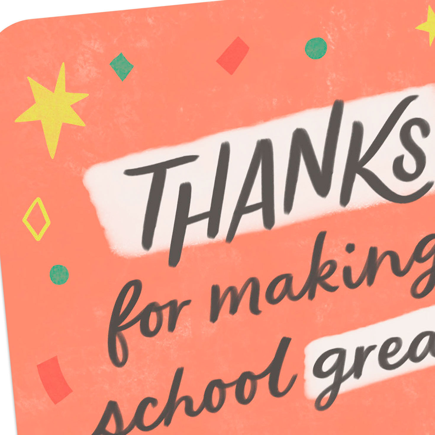 Coral Confetti Thank You Card for Teacher or Para Card Front Detail image number 4