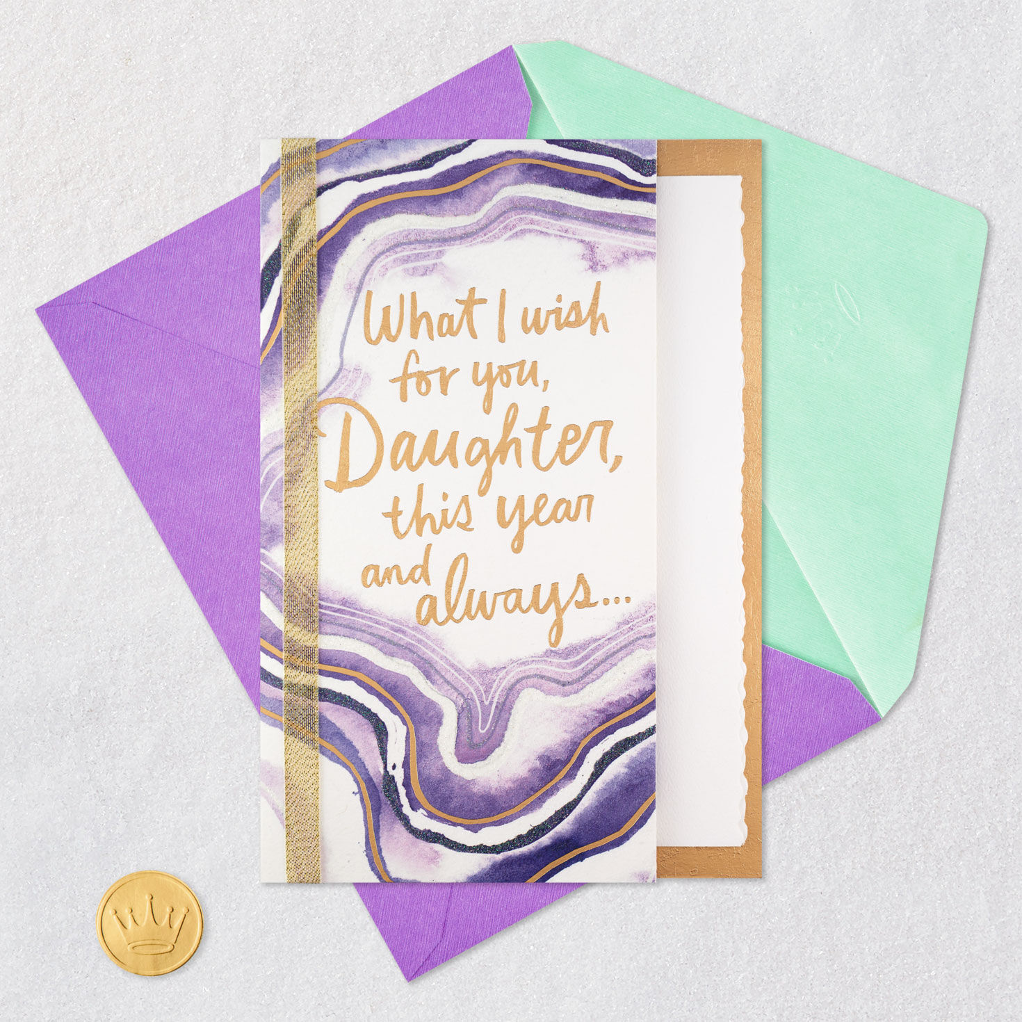 Purple Agate Birthday Card Card Front with Envelope and Gold Seal image number 8