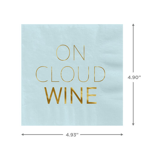 Blue "On Cloud Wine" Cocktail Napkins, Set of 16, 