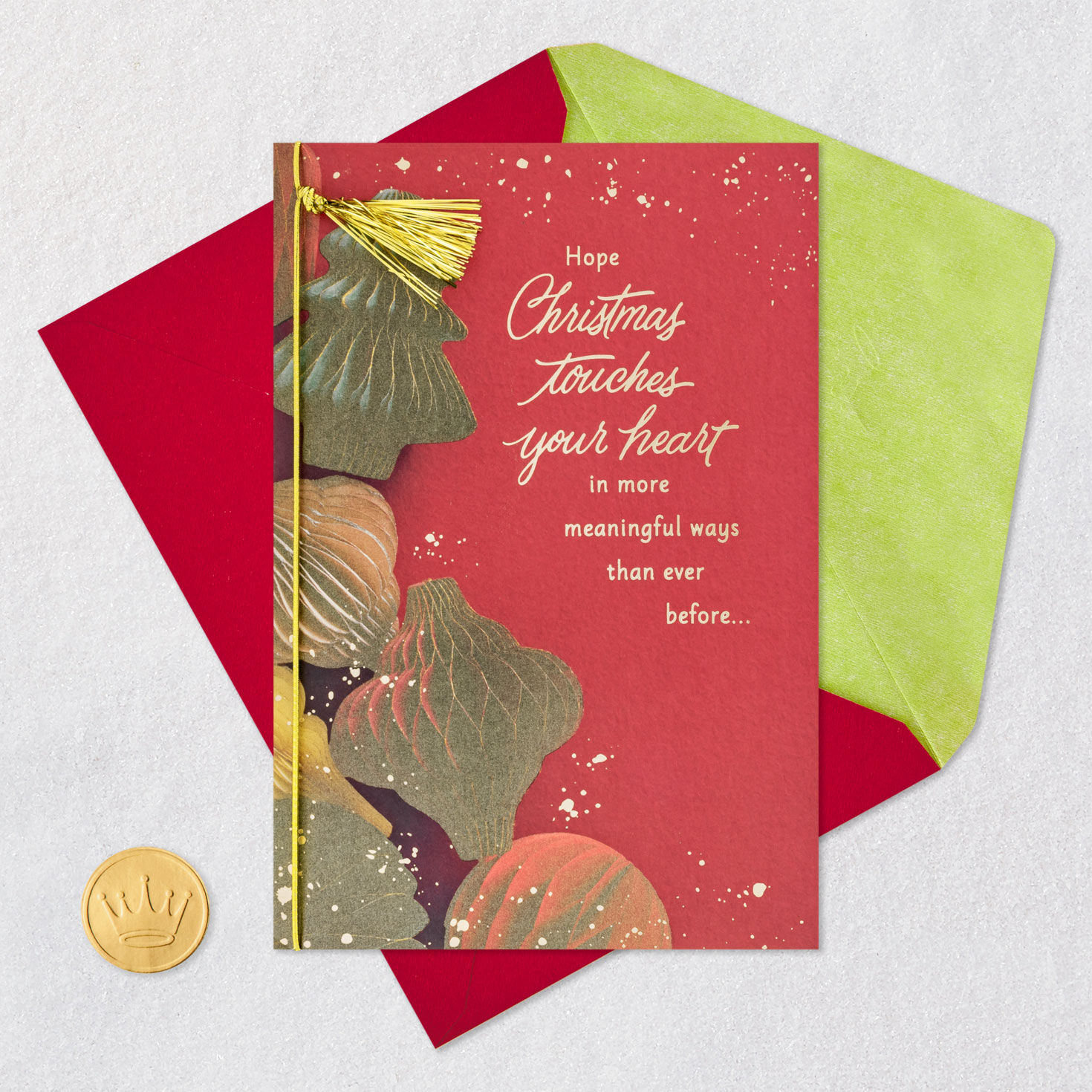 Ornaments with Gold Tassel Meaningful Christmas Card Card Front with Envelope and Gold Seal image number 6