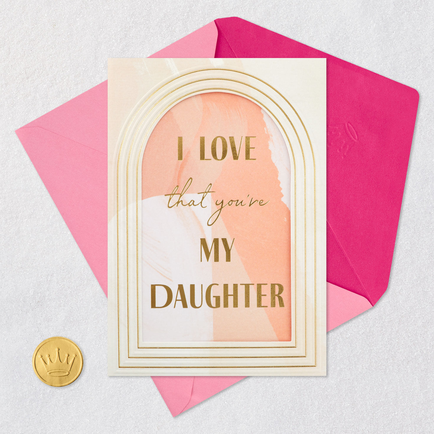 Gold Arch Design Birthday Card for Daughter Card Front with Envelope and Gold Seal image number 5