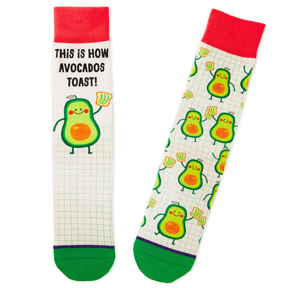 Avocado Toast Funny Crew Socks, , large image number 1