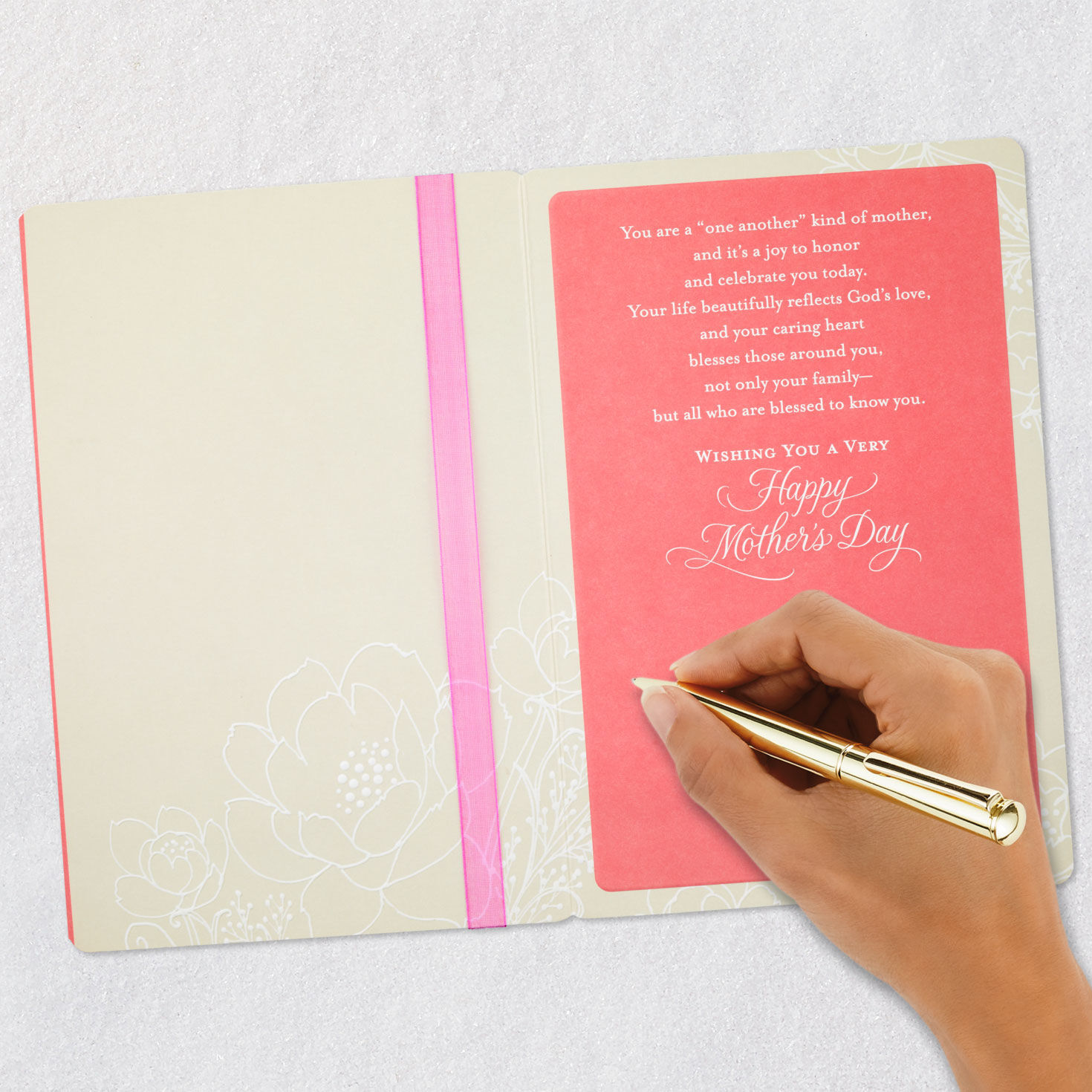 Flowers on Coral Religious Mother's Day Card Signing card image number 6