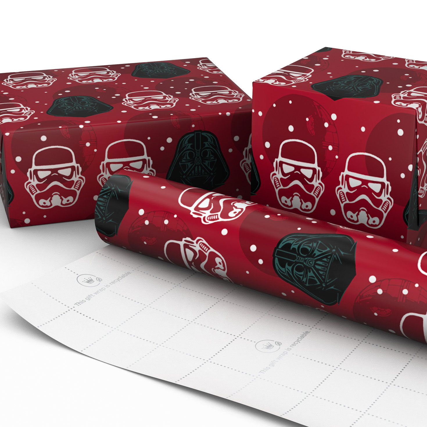 Star Wars&trade; Darth Vader&trade; and Stormtrooper&trade; Helmets on Red Holiday Wrapping Paper Roll, 25 sq. ft., , large image number 2