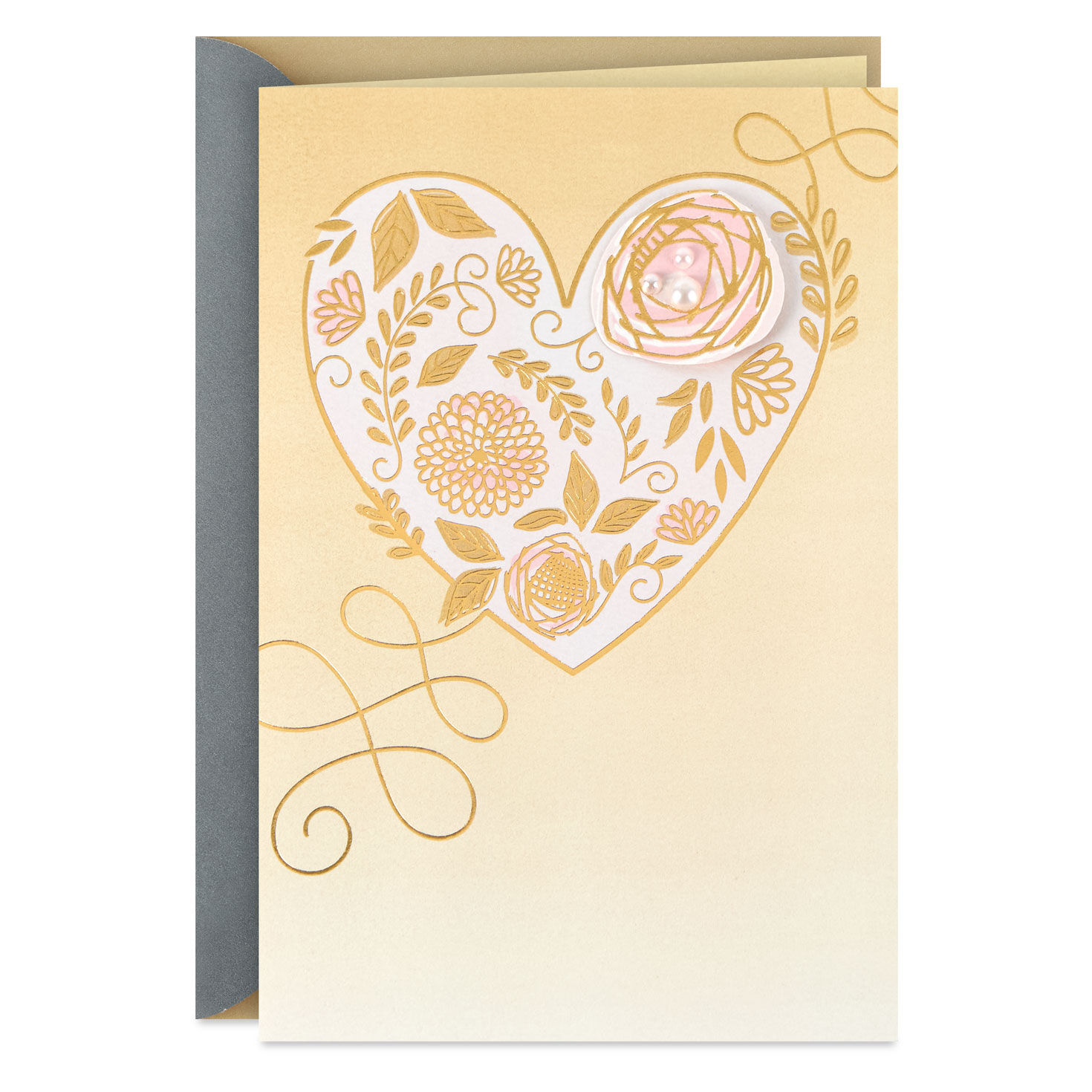 Bejeweled Floral Heart Blank Card