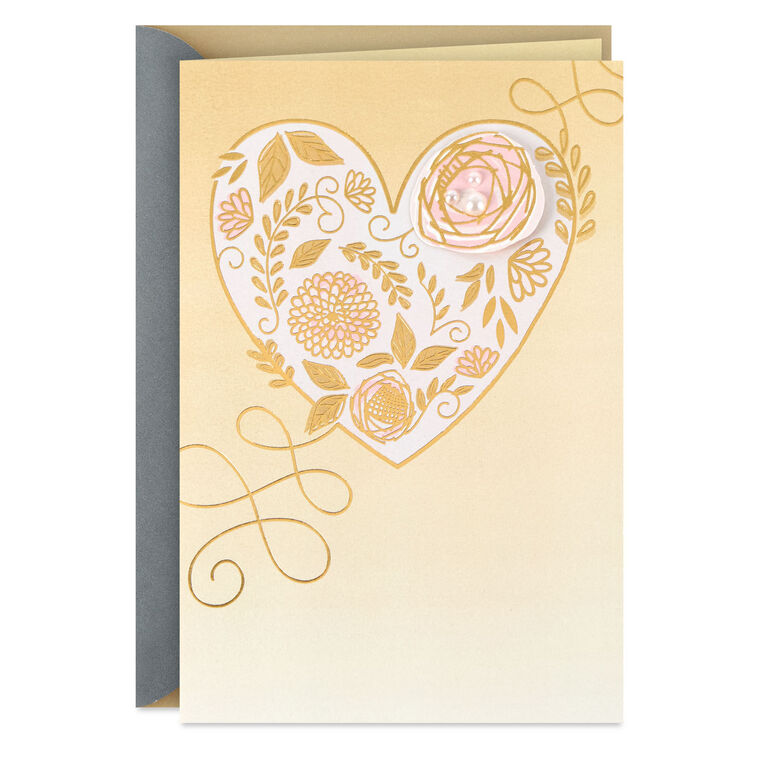 Bejeweled Floral Heart Blank Card