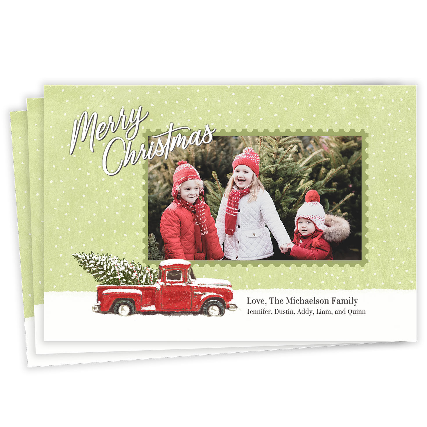 Rustic Red Truck Flat Christmas Photo Card