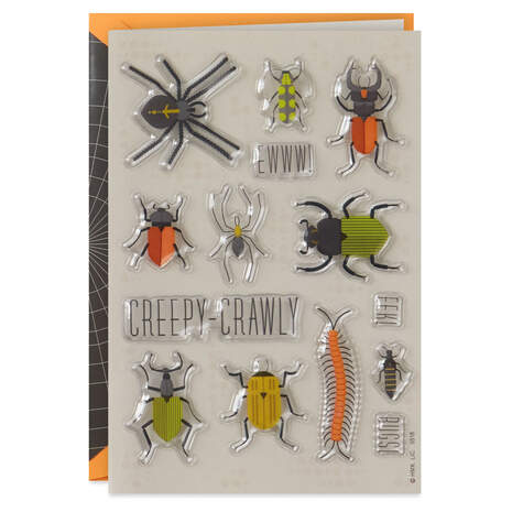 Creepy-Crawly Bugs Halloween Card With Puffy Stickers, , large