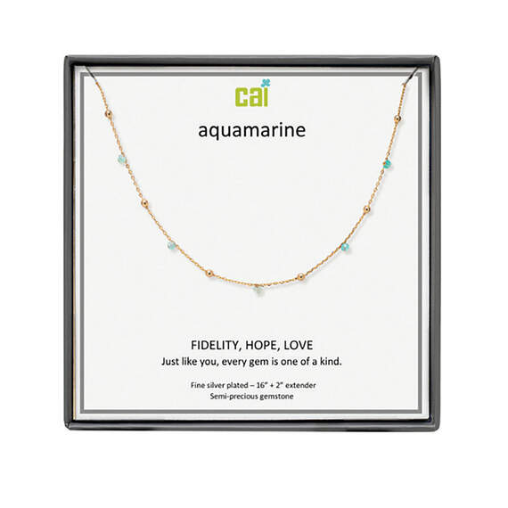 CAI Jewelry Gold and Aquamarine Satellite Necklace