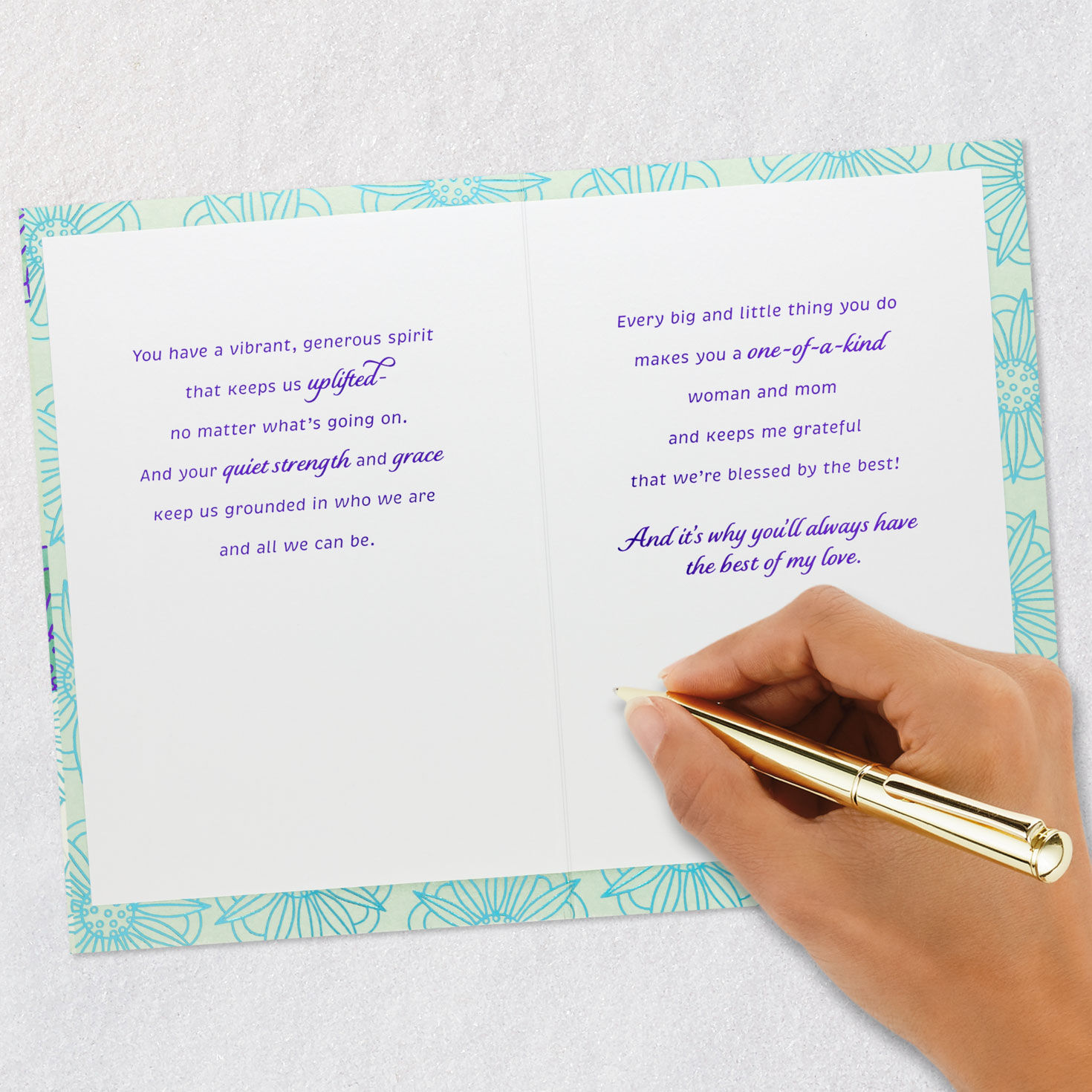 Black Woman in Floral Dress Romantic Mother's Day Card Signing card image number 7