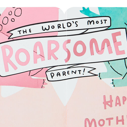 Roarsome Dinosaur Pop-Up Funny Mother's Day Card for Mom, 
