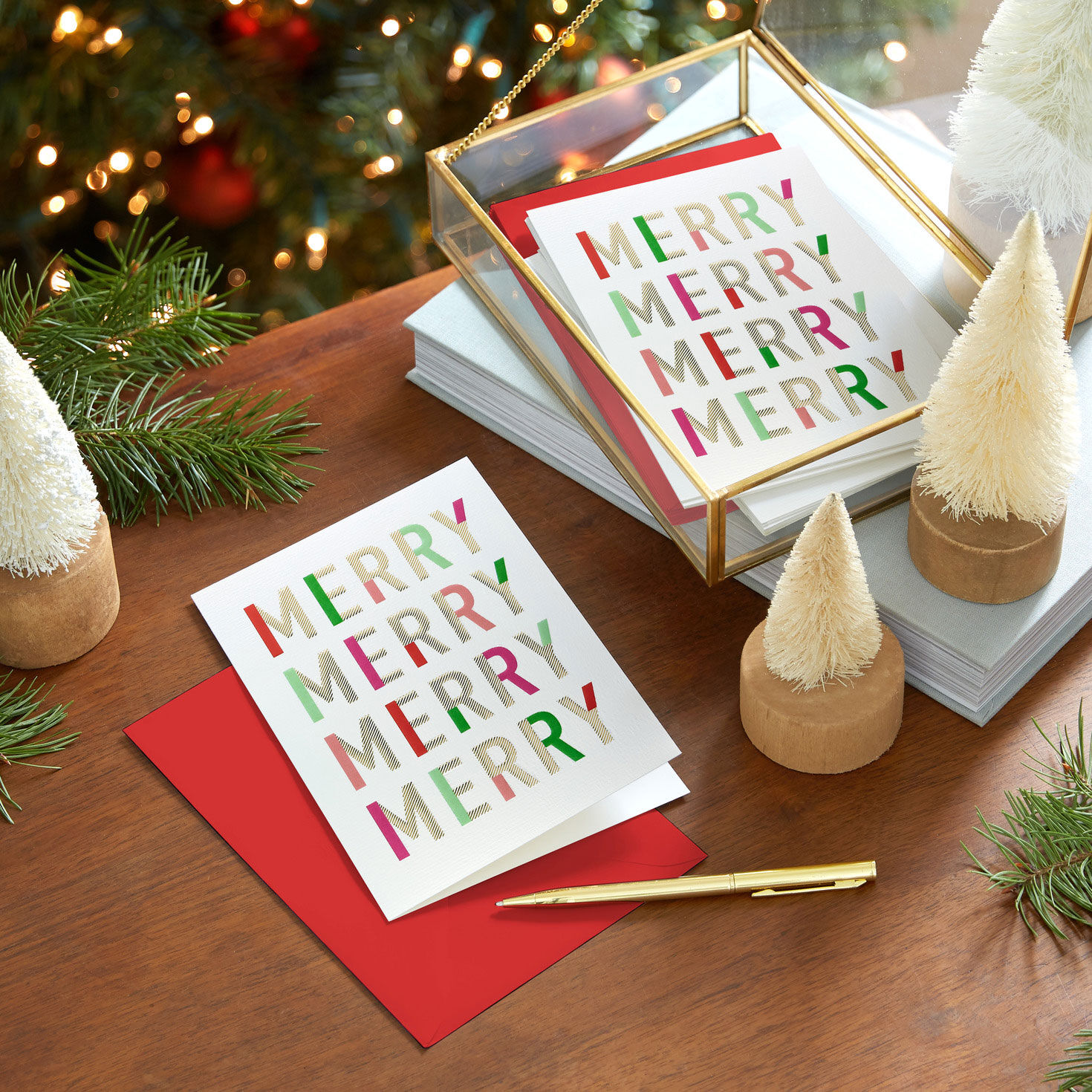 Colorful Foil Lettering Boxed Christmas Cards in use image number 6